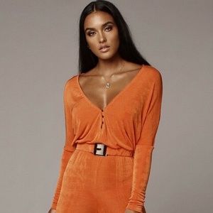 Orange Youmi Belted Jumpsuit